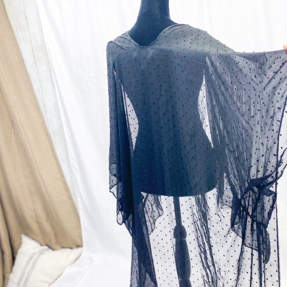 Women's Kimono Cover Up Express Brand Sexy Sheer Swiss Dot Style Beach Wear - Picture 4 of 10